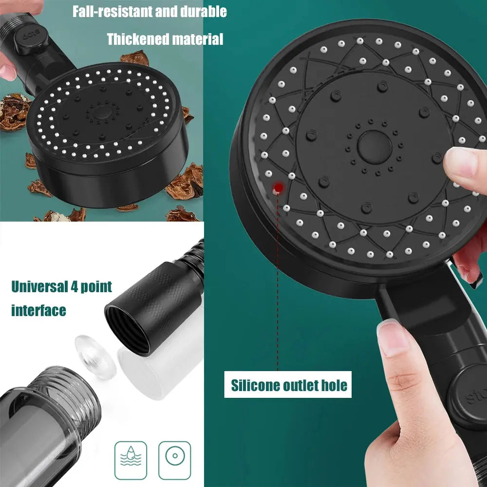 10 Spray Filtered Shower Head High-Pressure Handheld Water Saving Showerhead Fall Resistance Black White Bathroom Shower Nozzle 2GETHER 4EVER