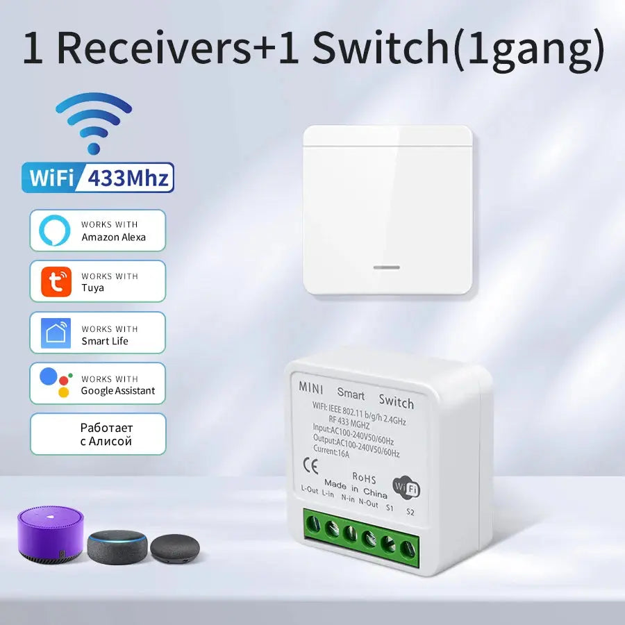 1/2/3Gang Wall Switch RF 433MHz Wireless Light Switch Tuya Smart WiFi Switch Smart Life APP Voice Control With Alexa Google Home 2GETHER 4EVER