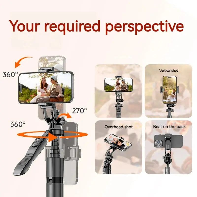 1.8 Meter Auto Pop Open Tripod Selfie Stick for Phone Camera GoPro 360 Rotating Stand with Remote Control for LIVE Vlog Video 2GETHER 4EVER