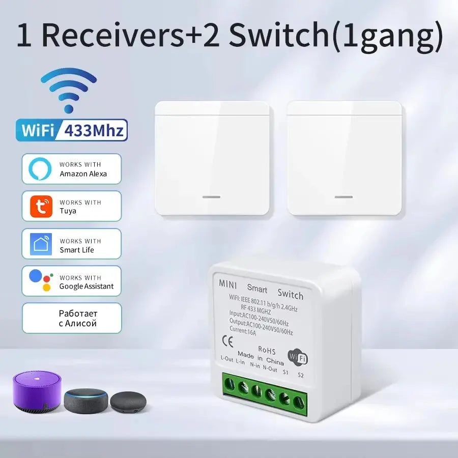 1/2/3Gang Wall Switch RF 433MHz Wireless Light Switch Tuya Smart WiFi Switch Smart Life APP Voice Control With Alexa Google Home 2GETHER 4EVER