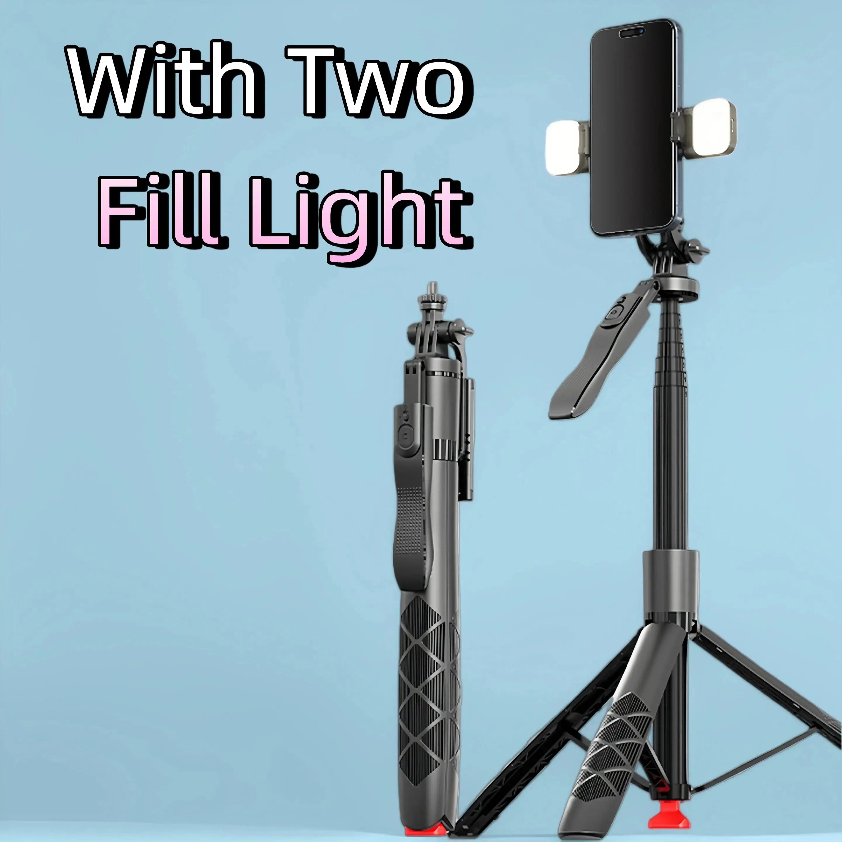 1.8 Meter Auto Pop Open Tripod Selfie Stick for Phone Camera GoPro 360 Rotating Stand with Remote Control for LIVE Vlog Video 2GETHER 4EVER